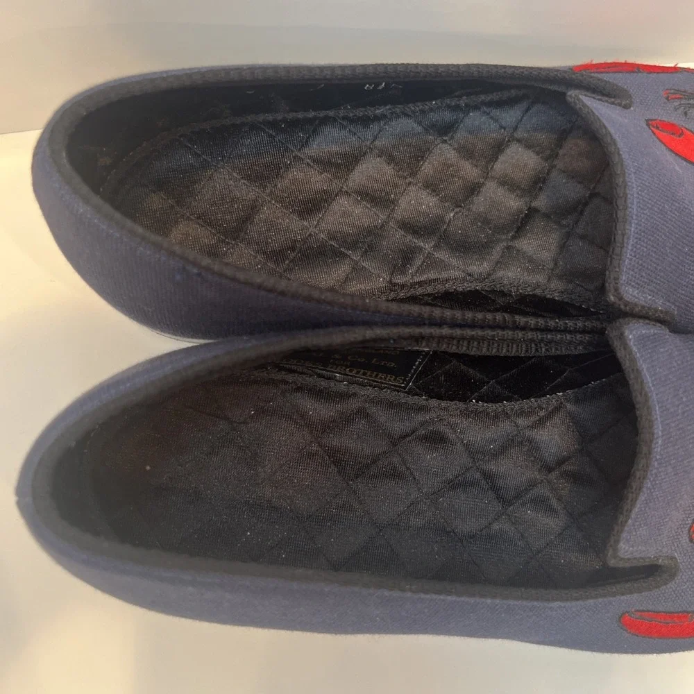 Peal & Co Brooks Brothers Lobster Embroidered Loafers‎ Made England Mens 8.5